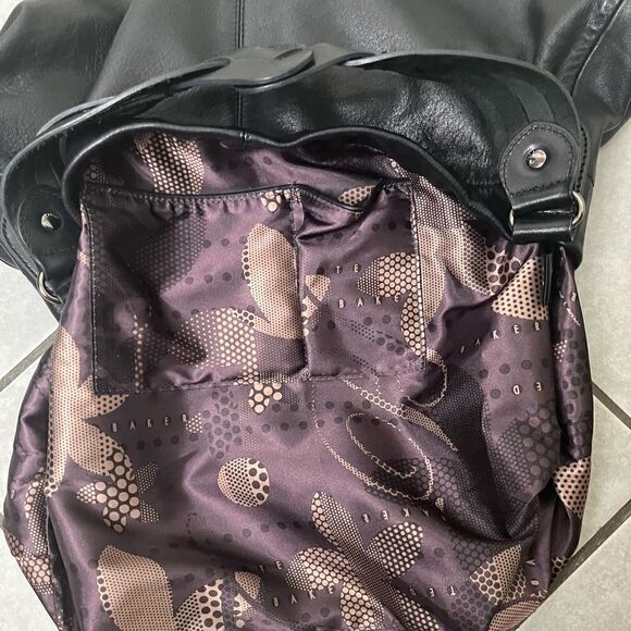 NWOT Lg Ted Baker Blk Leather Hobo w/Braided Interlaced Shoulder Strap w/5" Drop - Picture 10 of 12